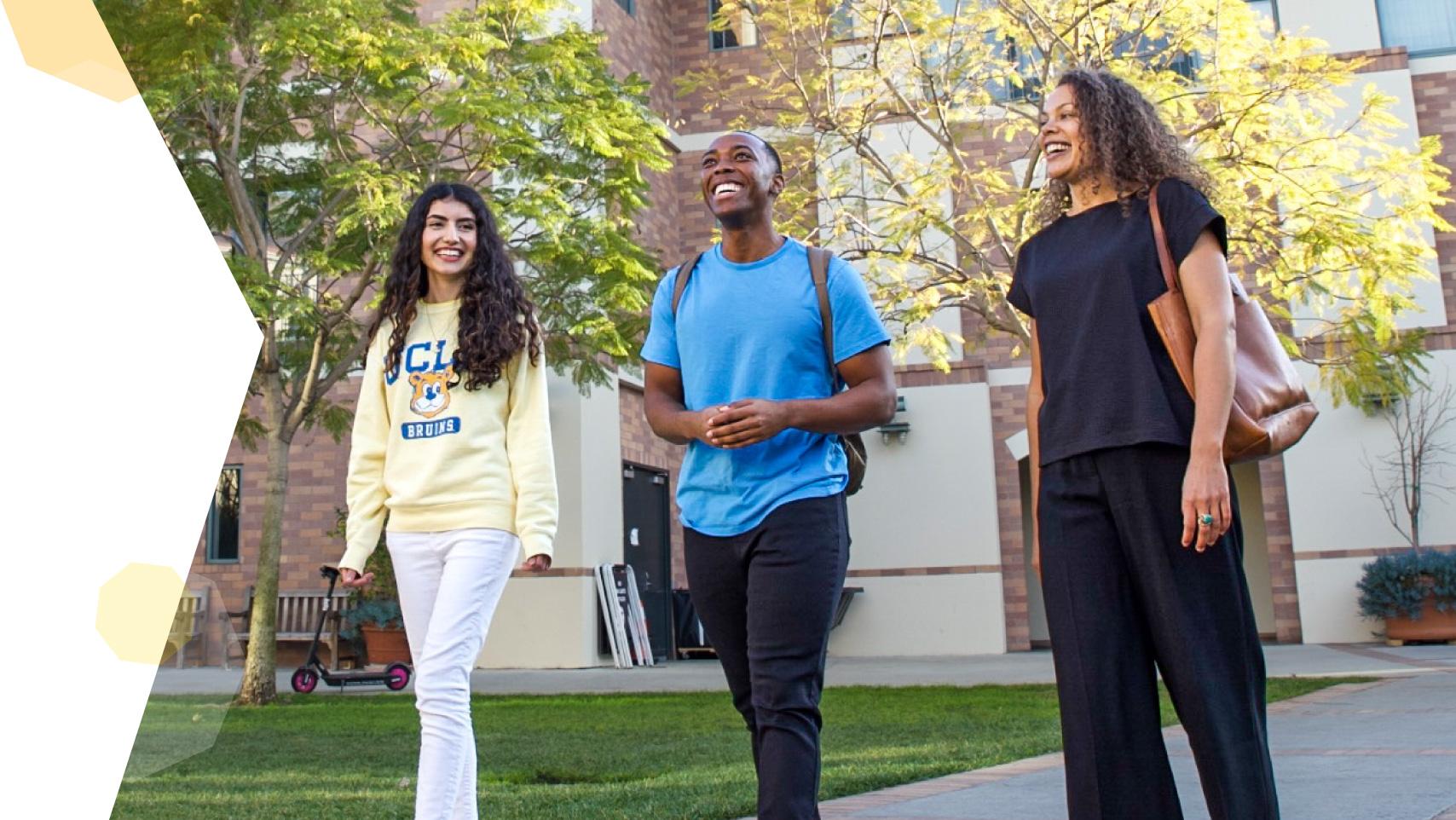 Students walk with Faculty in Residence, Professor Jessica Harris across the Hill